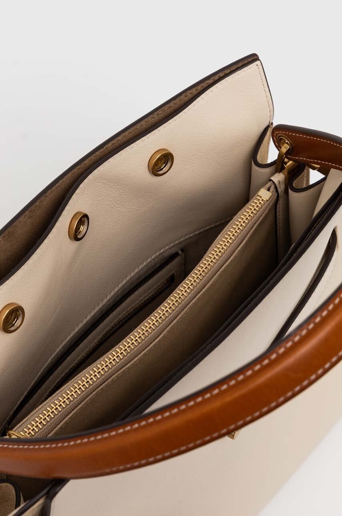 Δερμάτινη τσάντα Tory Burch CN Lee Radziwill Small Double Lee Radziwill 158641.122 μπεζ