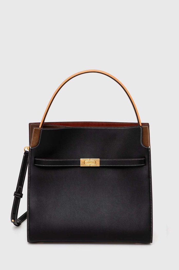 Tory Burch geantă de piele Lee Radziwill uni negru 59533.001