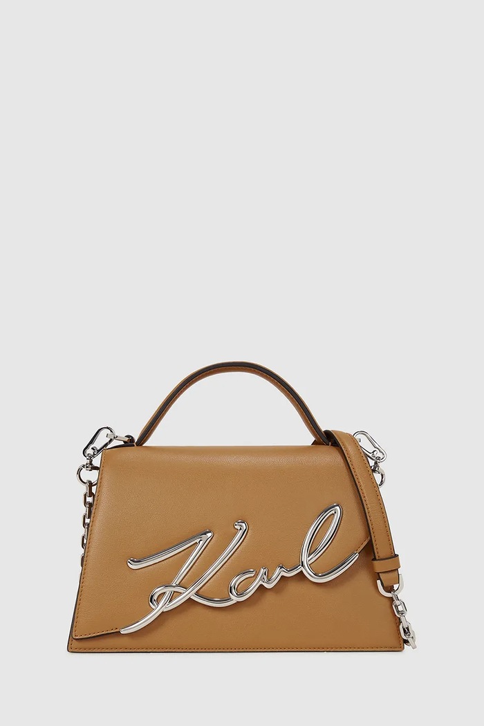 Karl Lagerfeld crossbody kabelka dámska kožená K/SIGNATURE usňová koža hnedá A1W30036