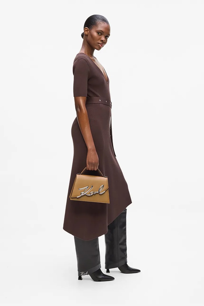 Karl Lagerfeld crossbody kabelka dámska kožená K/SIGNATURE A1W30036 hnedá