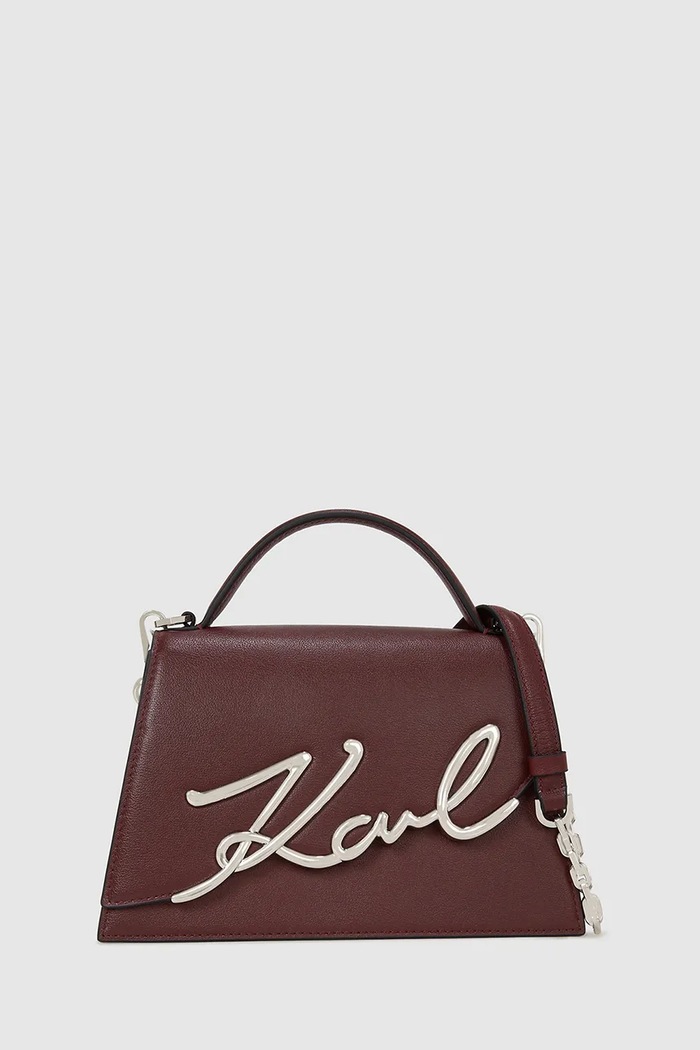 Karl Lagerfeld geantă crossbody pentru femei din piele K/SIGNATURE maro A1W30036