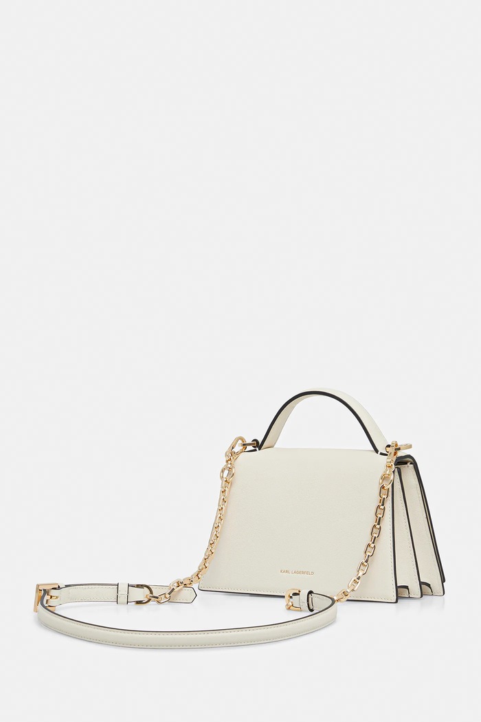 Doplňky Karl Lagerfeld crossbody kabelka dámská kožená K/SIGNATURE A1W30038 béžová