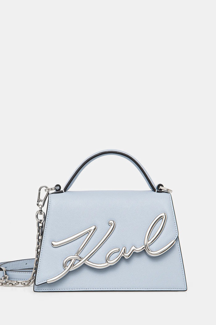 Karl Lagerfeld torebka crossbody damska skórzana K/SIGNATURE nie mieści A4 niebieski A1W30038