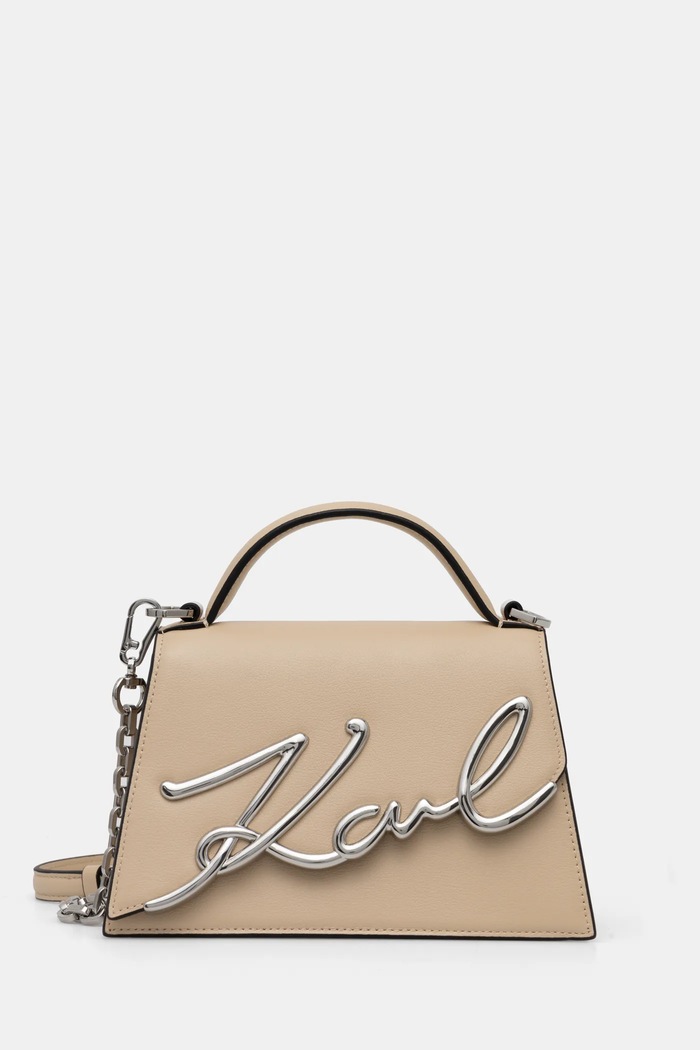 Karl Lagerfeld torebka crossbody damska skórzana K/SIGNATURE nie mieści A4 beżowy A1W30038