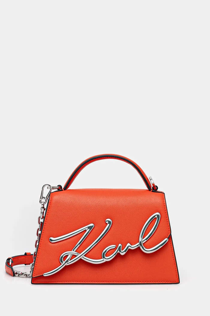 Karl Lagerfeld geantă crossbody pentru femei piele K/SIGNATURE nu incape in A4 portocaliu A1W30038