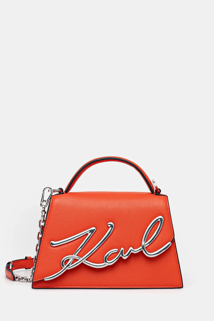 Karl Lagerfeld geantă crossbody pentru femei piele K/SIGNATURE nu incape in A4 portocaliu A1W30038