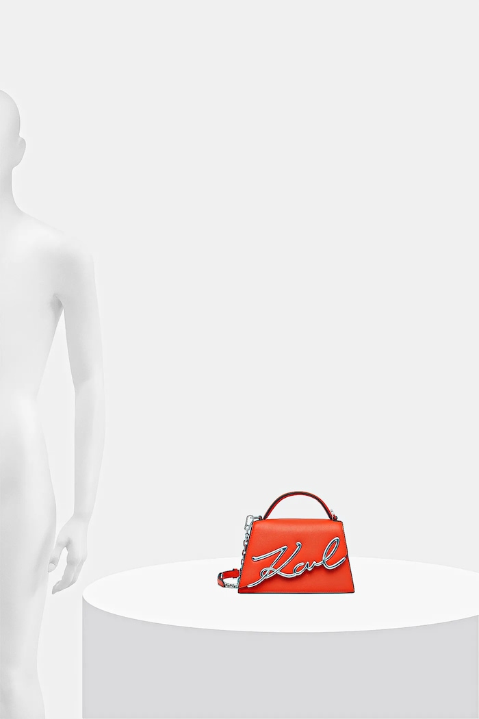 Karl Lagerfeld geantă crossbody pentru femei piele K/SIGNATURE A1W30038 portocaliu