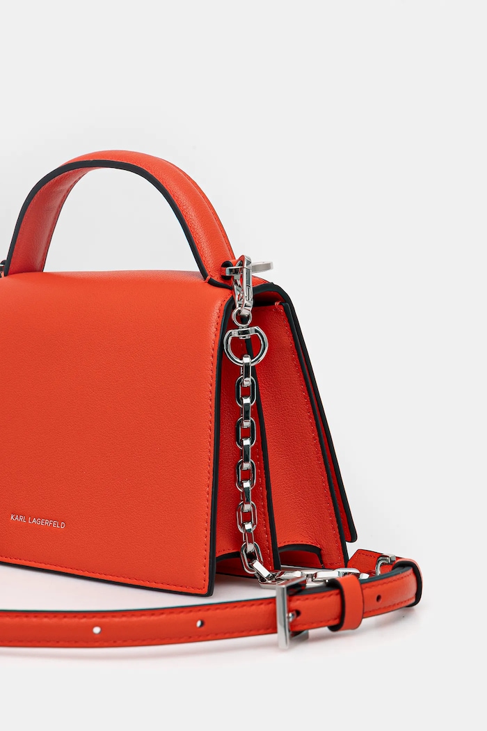 Accesorii Karl Lagerfeld geantă crossbody pentru femei piele K/SIGNATURE A1W30038 portocaliu