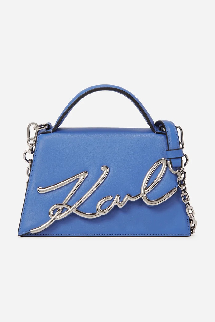 Karl Lagerfeld geantă crossbody pentru femei din piele K/SIGNATURE albastru A1W30038