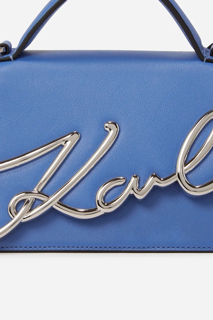 Karl Lagerfeld geantă crossbody pentru femei din piele K/SIGNATURE albastru A1W30038