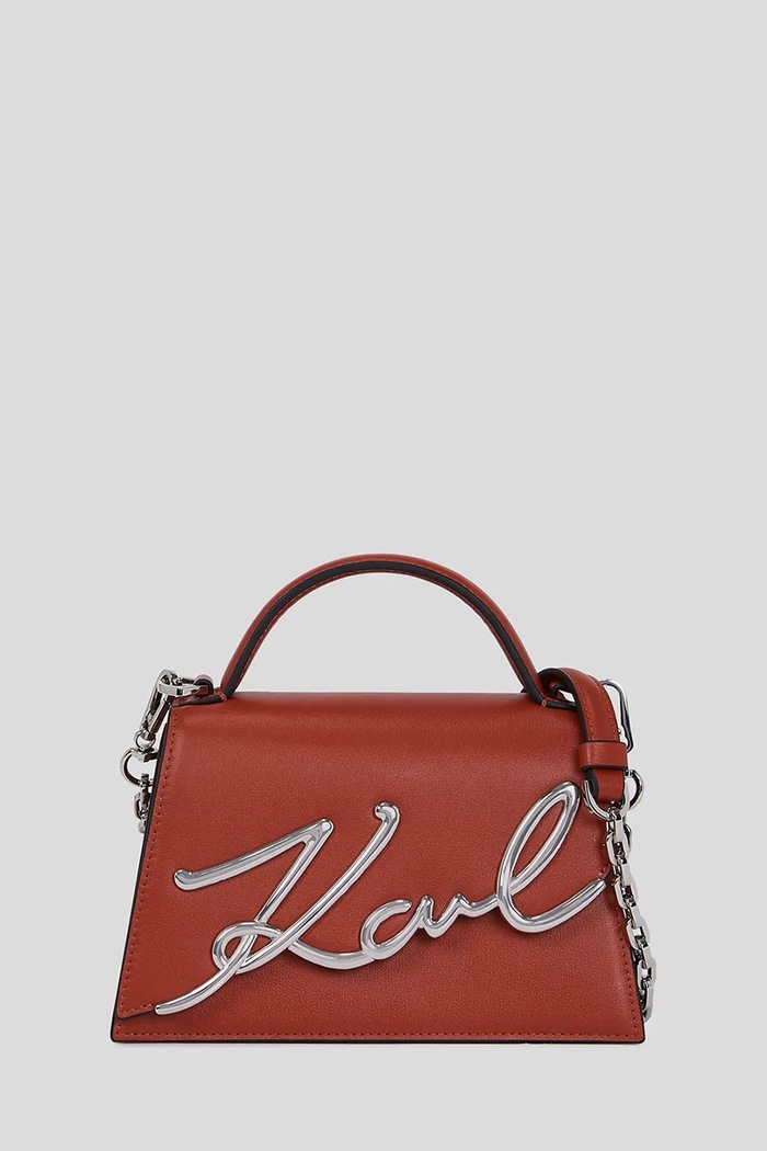 Karl Lagerfeld crossbody kabelka dámska kožená K/SIGNATURE hnedá A1W30038
