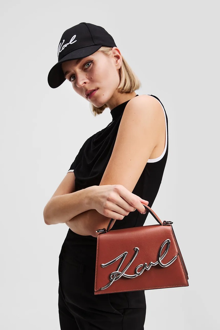 Karl Lagerfeld crossbody kabelka dámska kožená K/SIGNATURE A1W30038 hnedá