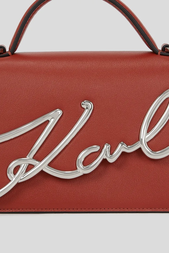 Doplnky Karl Lagerfeld crossbody kabelka dámska kožená K/SIGNATURE A1W30038 hnedá