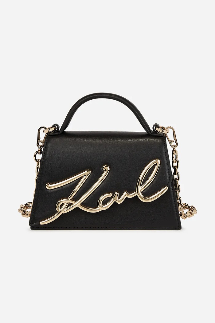 Karl Lagerfeld crossbody torbica ženska usnjena K/SIGNATURE Ne ustreza A4 črna A1W30038