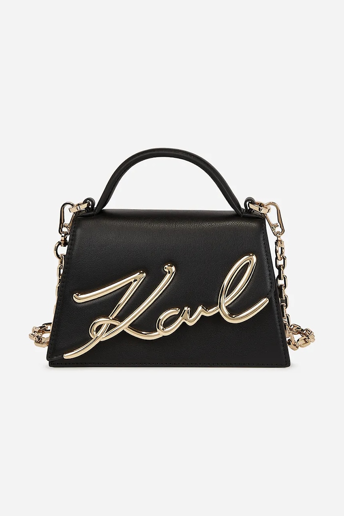 Karl Lagerfeld crossbody torbica ženska usnjena K/SIGNATURE Ne ustreza A4 črna A1W30038