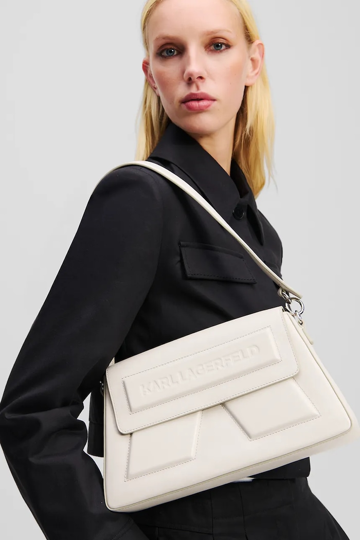 Kožená kabelka Karl Lagerfeld IKON/K A1W30154 biela