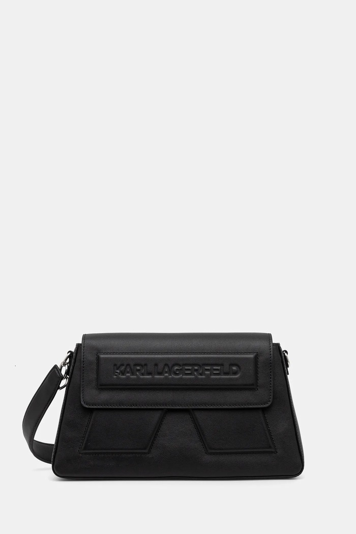 Kožená kabelka Karl Lagerfeld IKON/K usňová koža čierna A1W30154