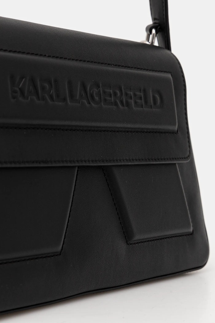 Kožená kabelka Karl Lagerfeld IKON/K čierna A1W30154