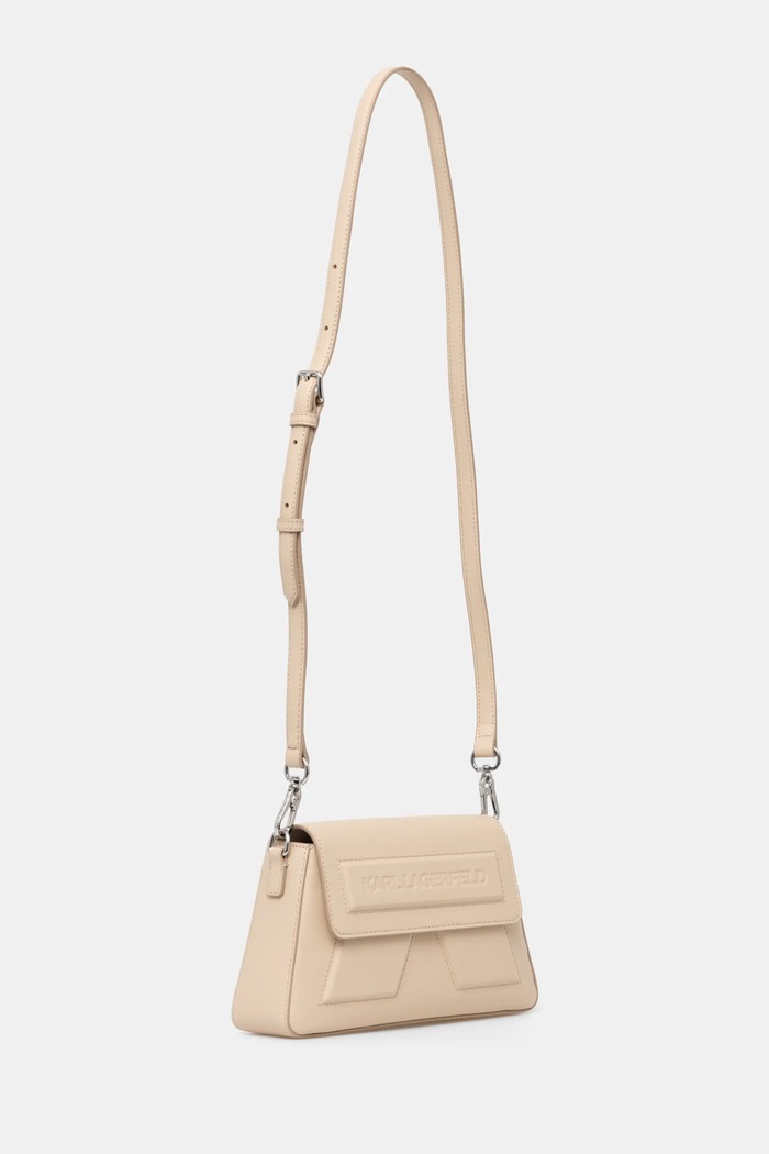 Kožená kabelka Karl Lagerfeld A1W30155 béžová SS25