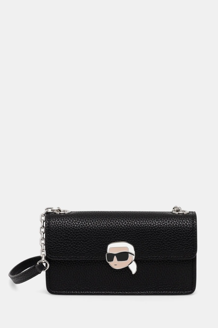 Kabelka Karl Lagerfeld IKON jednofarebný čierna A1W32123