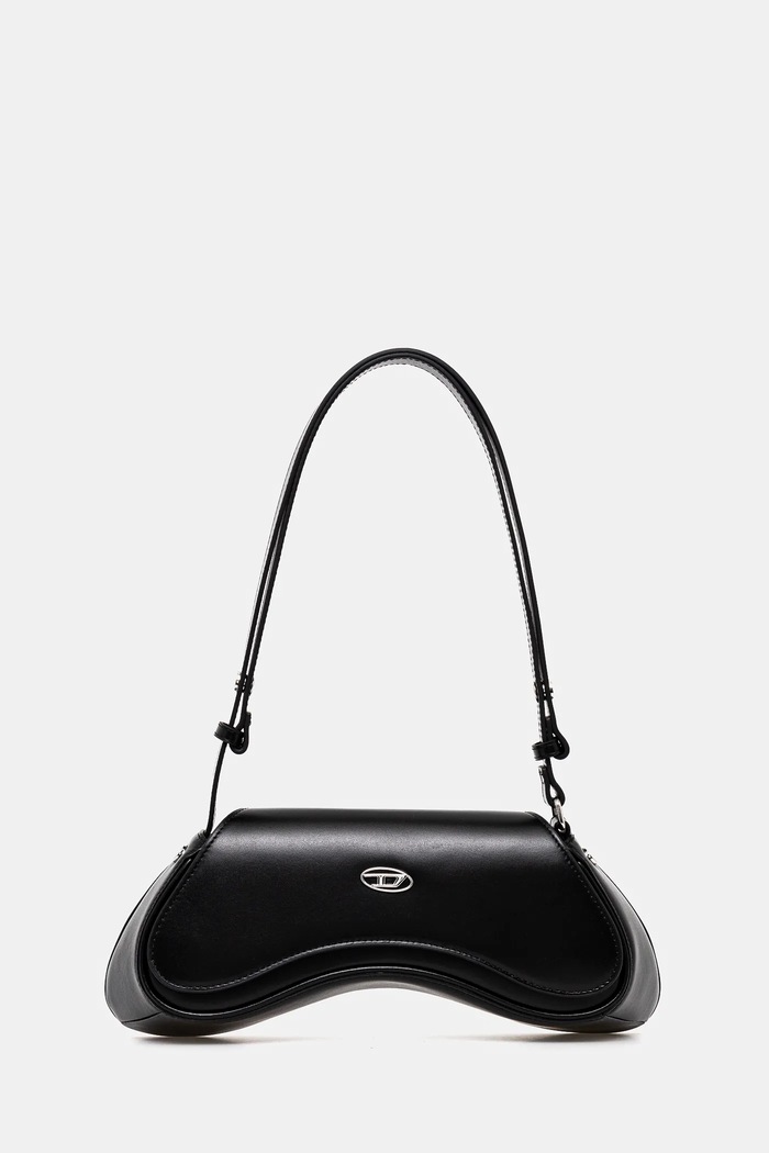 Δερμάτινη τσάντα Diesel PLAY PLAY CROSSBODY cross body λείο δέρμα μαύρο X10221.PR227
