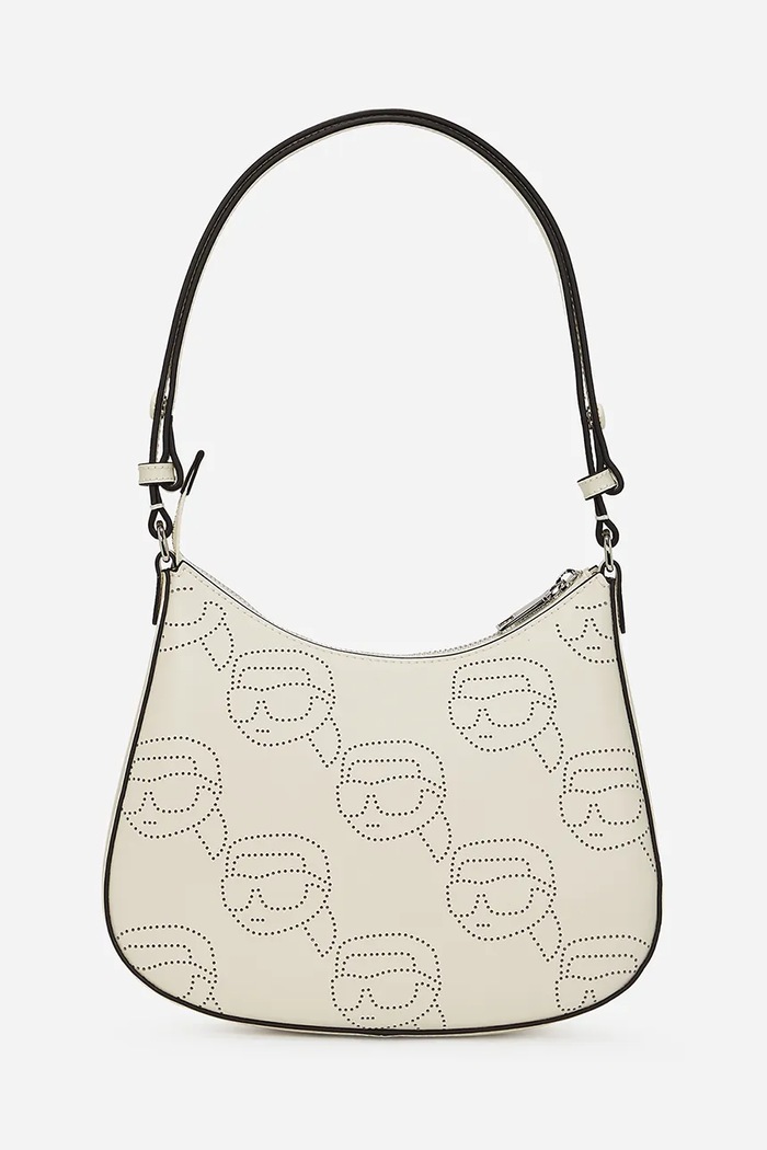 Kožená kabelka Karl Lagerfeld IKON A2W30107 biela SS25