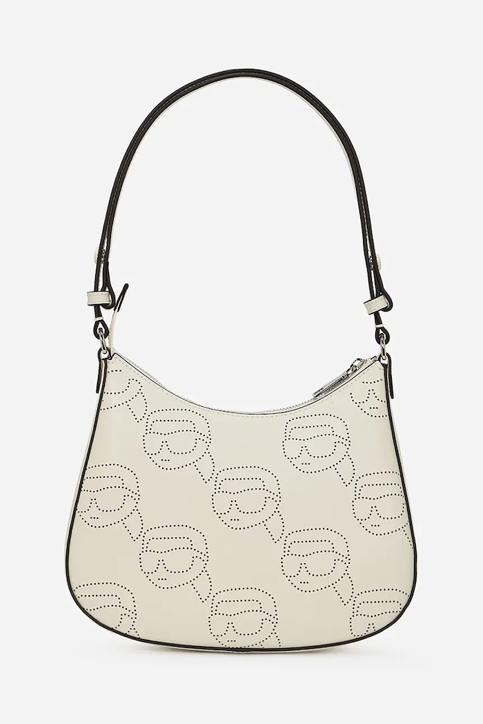 Kožená kabelka Karl Lagerfeld IKON A2W30107 biela SS25
