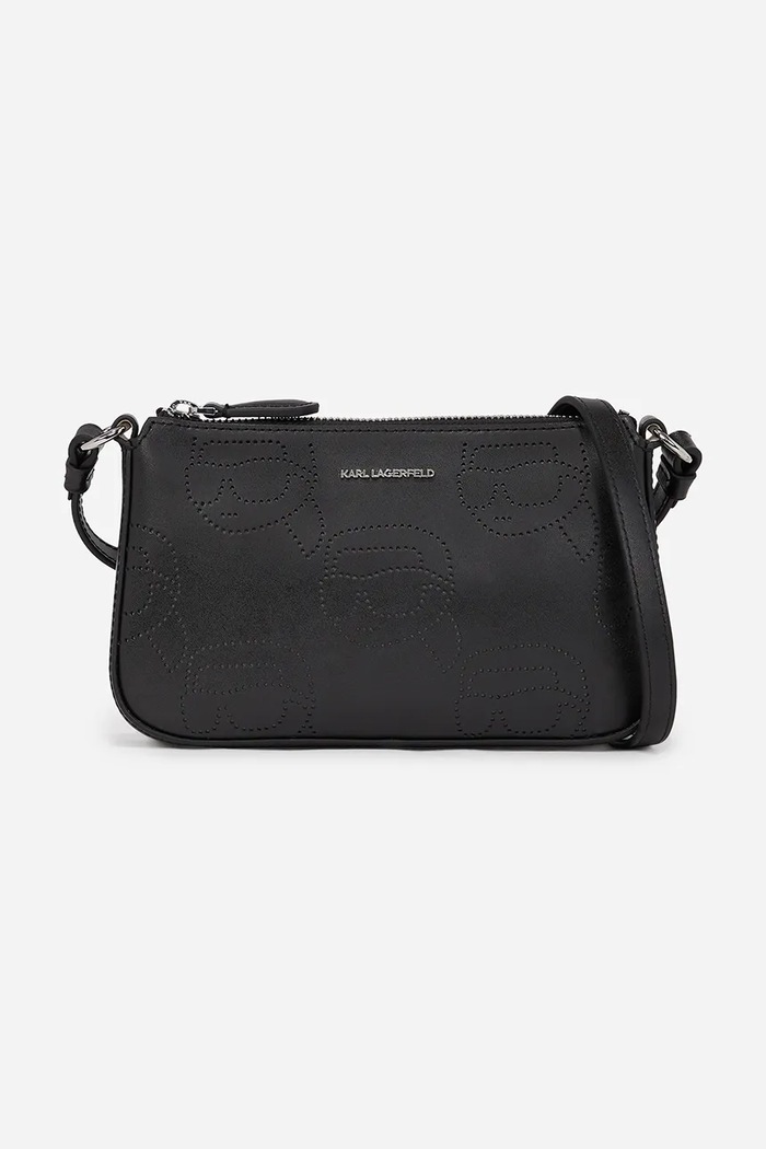 Karl Lagerfeld Torebka skórzana IKON czarny A2W32017