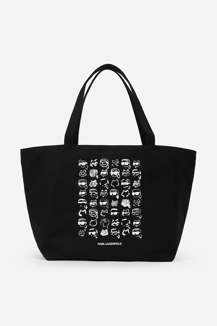 Karl Lagerfeld geanta de bumbac IKON incape in A4 negru A2W50023