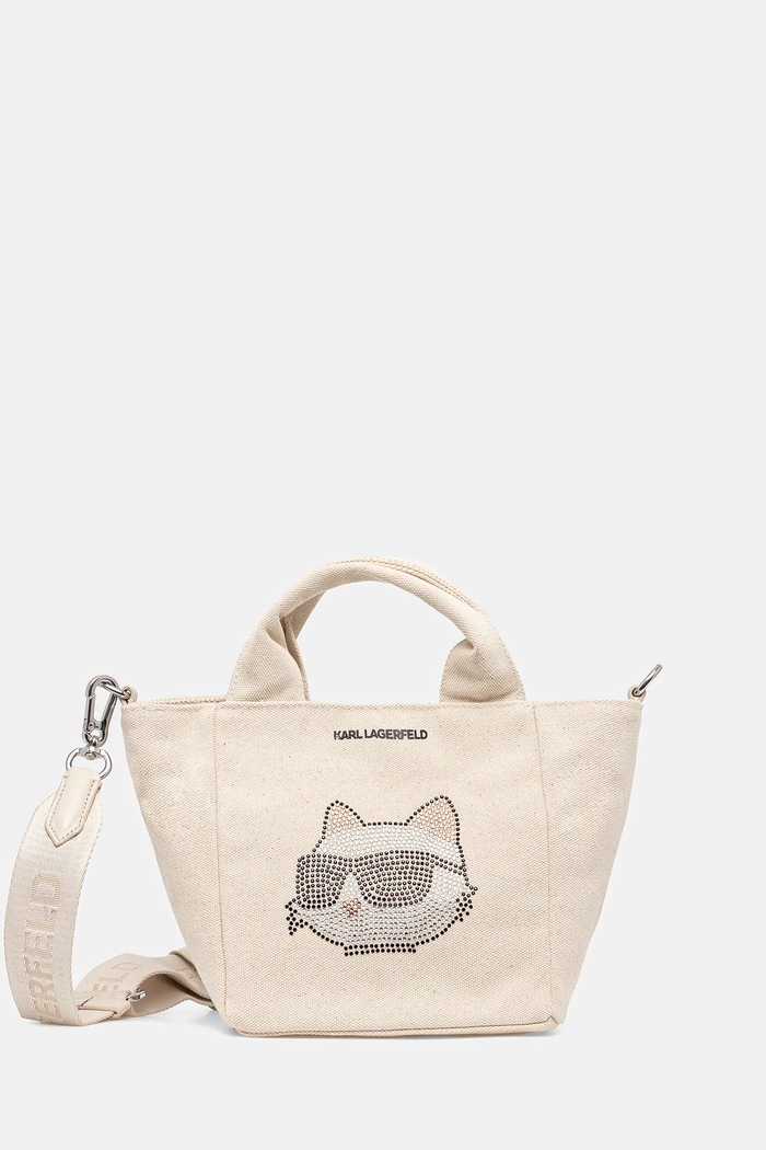 Karl Lagerfeld torebka IKON tekstylny beżowy A2W50044