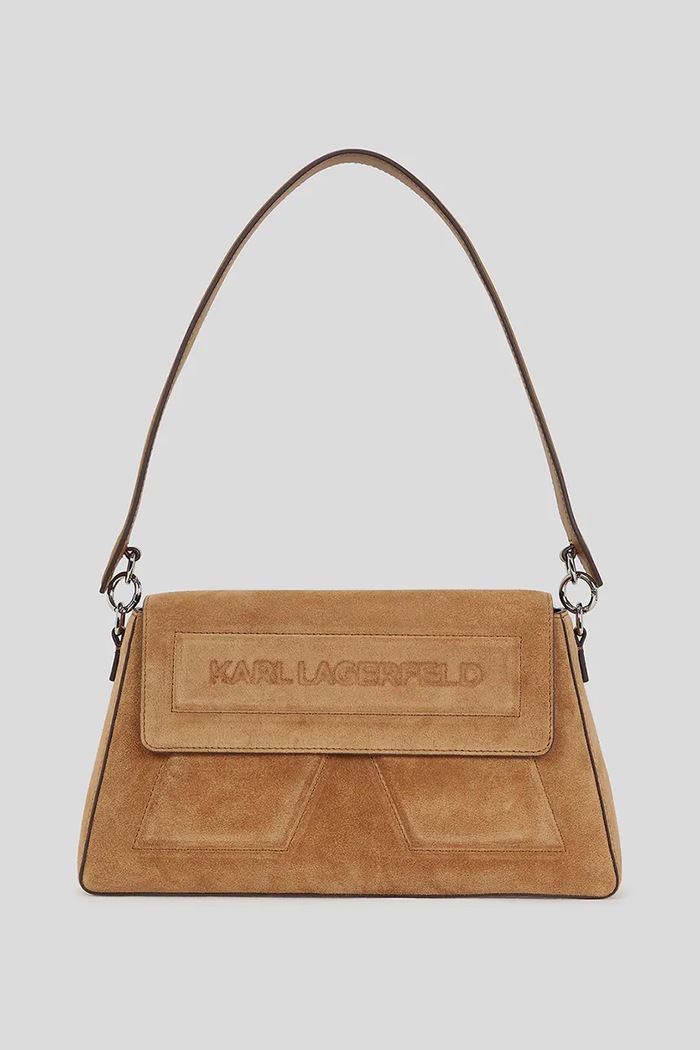 Δερμάτινη τσάντα Karl Lagerfeld IKON/K δεν χωράει Α4 καφέ A3W30064