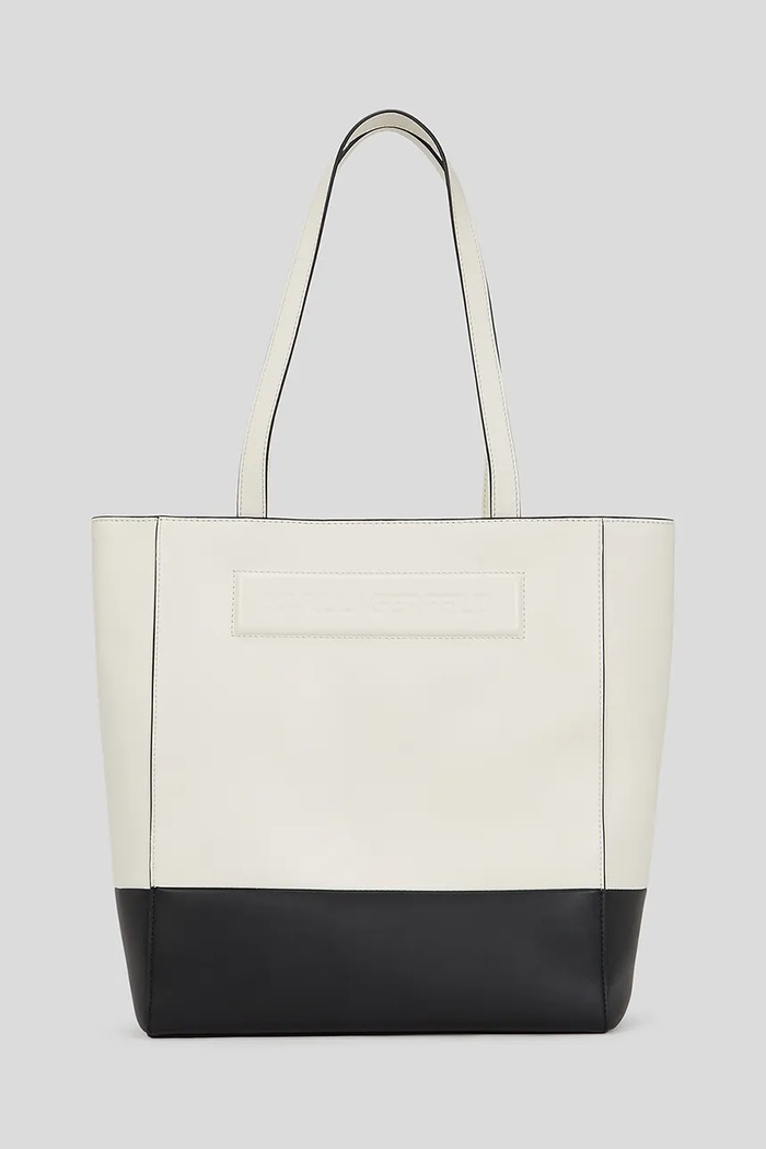 Kožená kabelka Karl Lagerfeld IKON/K zmestí A4 biela A3W30184
