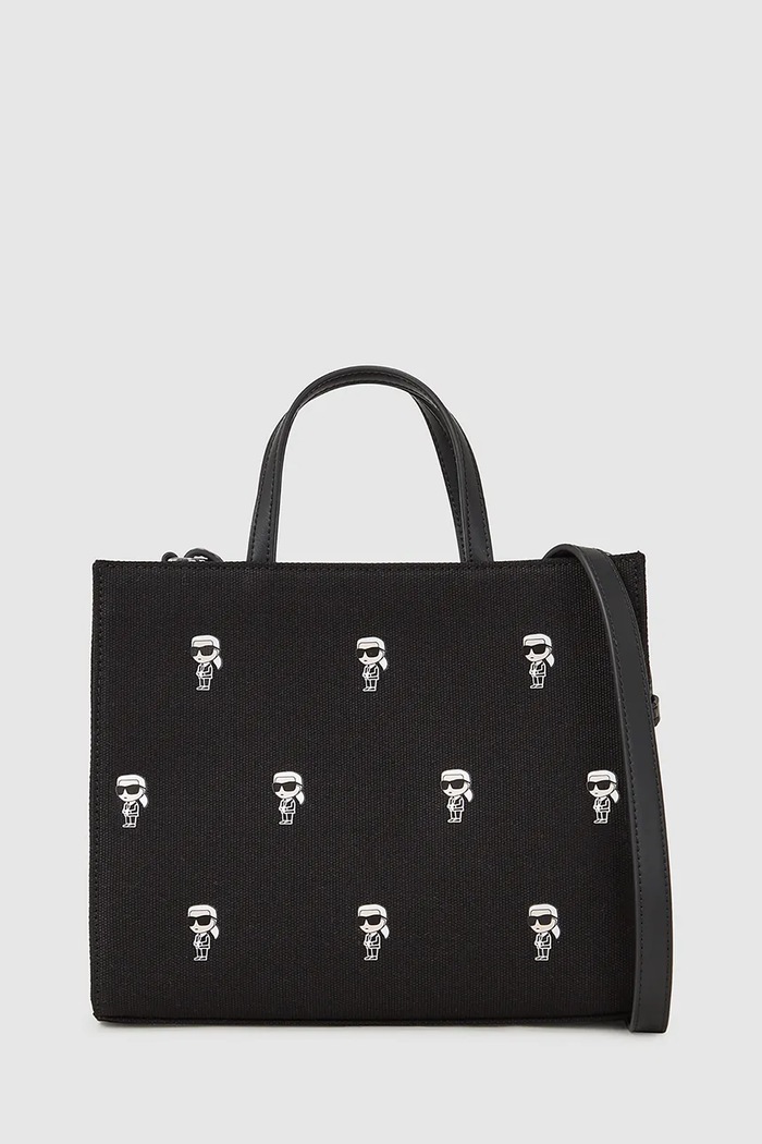 Karl Lagerfeld geantă de bumbac IKON nu incape in A4 negru A4W50008