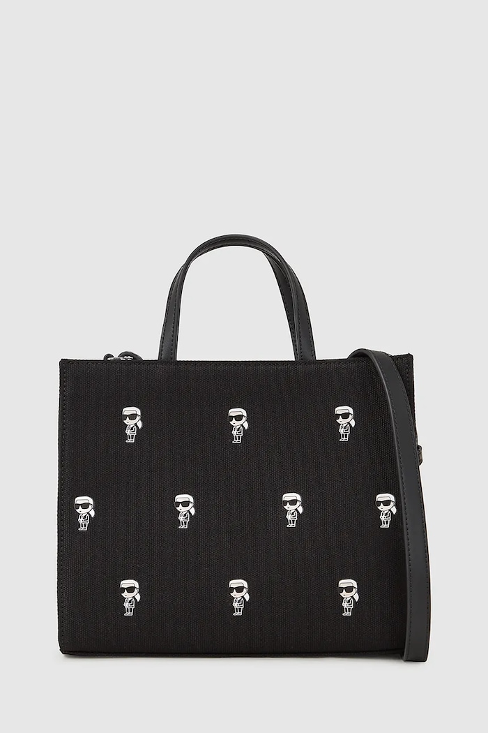 Karl Lagerfeld geantă de bumbac IKON nu incape in A4 negru A4W50008