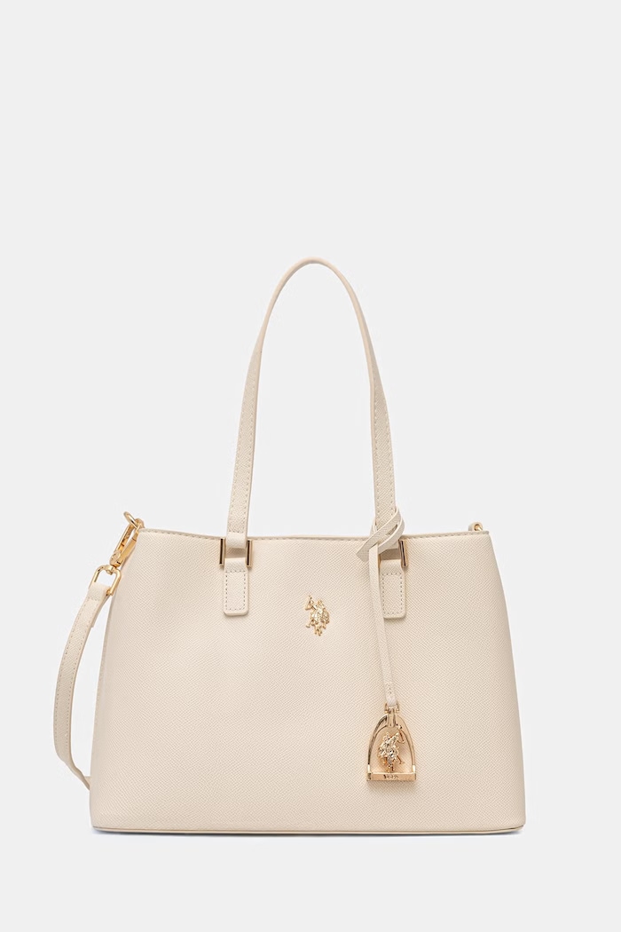 U.S. Polo Assn. tote bag pentru femei, cu imitație de piele Jones bej BEUJE8662WVP