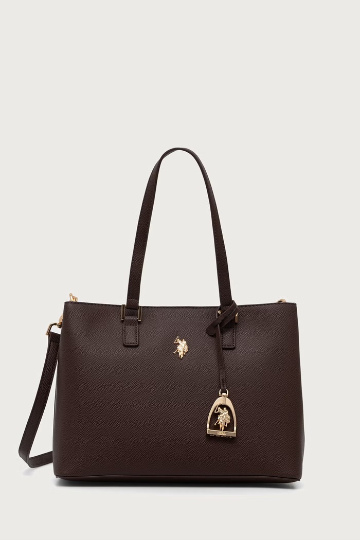 U.S. Polo Assn. Torebka tote damska z imitacji skóry Jones brązowy BEUJE8662WVP