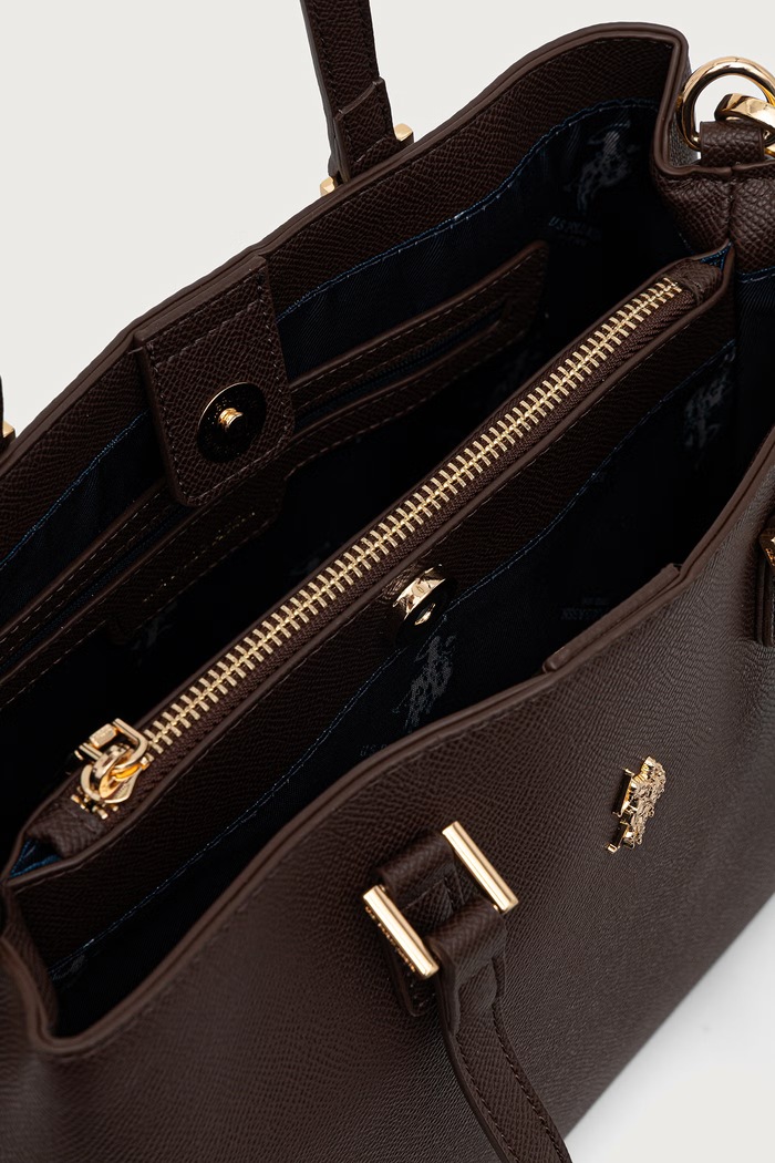 Torebka tote damska z imitacji skóry Jones U.S. Polo Assn. BEUJE8662WVP brązowy