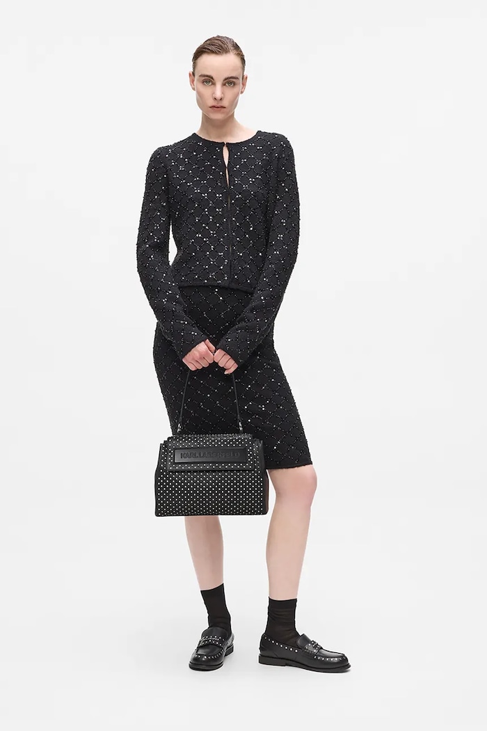 Kožená kabelka Karl Lagerfeld A4W30086 čierna