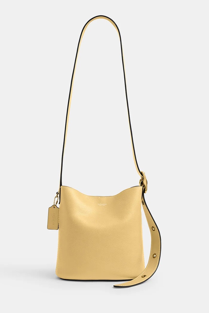 Coach Bleecker Bucket Bag 21 geantă crossbody pentru femei din piele galben CCX07
