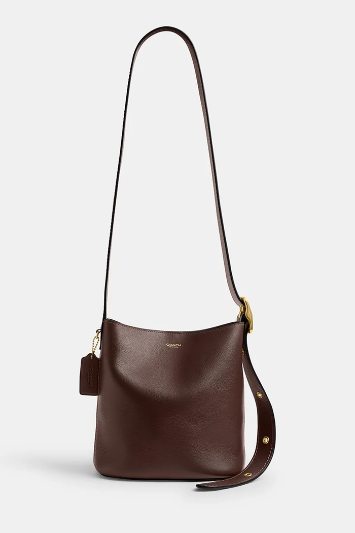 Coach Bleecker Bucket Bag 21 дамска чанта кросбоди от кожа CCX07 кафяв AA00