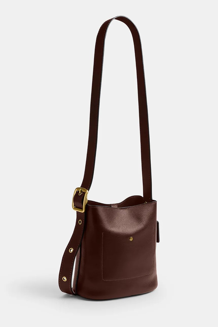 Coach Bleecker Bucket Bag 21 дамска чанта кросбоди от кожа кафяв CCX07