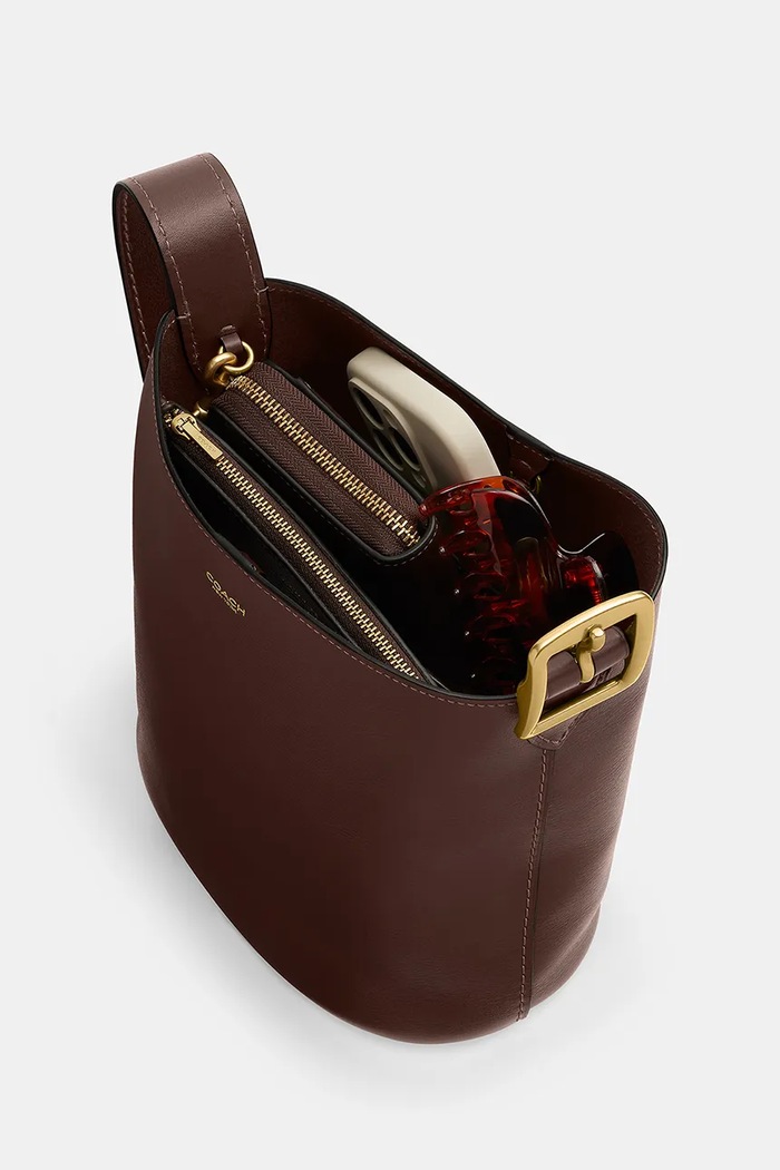 Coach Bleecker Bucket Bag 21 дамска чанта кросбоди от кожа CCX07 кафяв