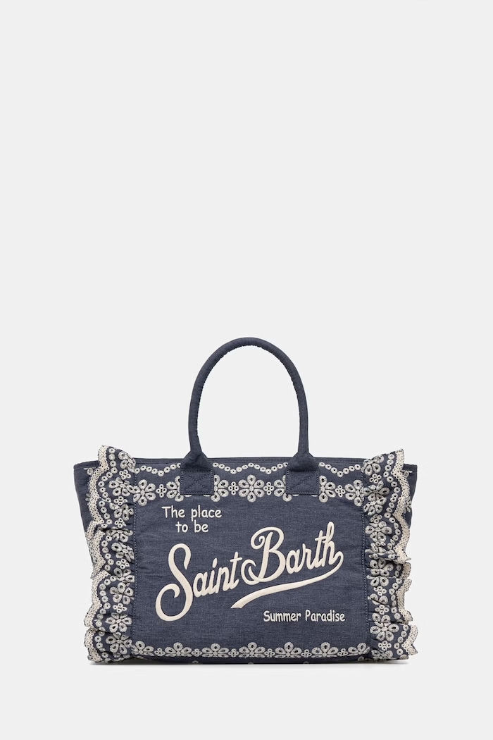MC2 Saint Barth geantă shopper pentru femei, din bumbac albastru VANI0029