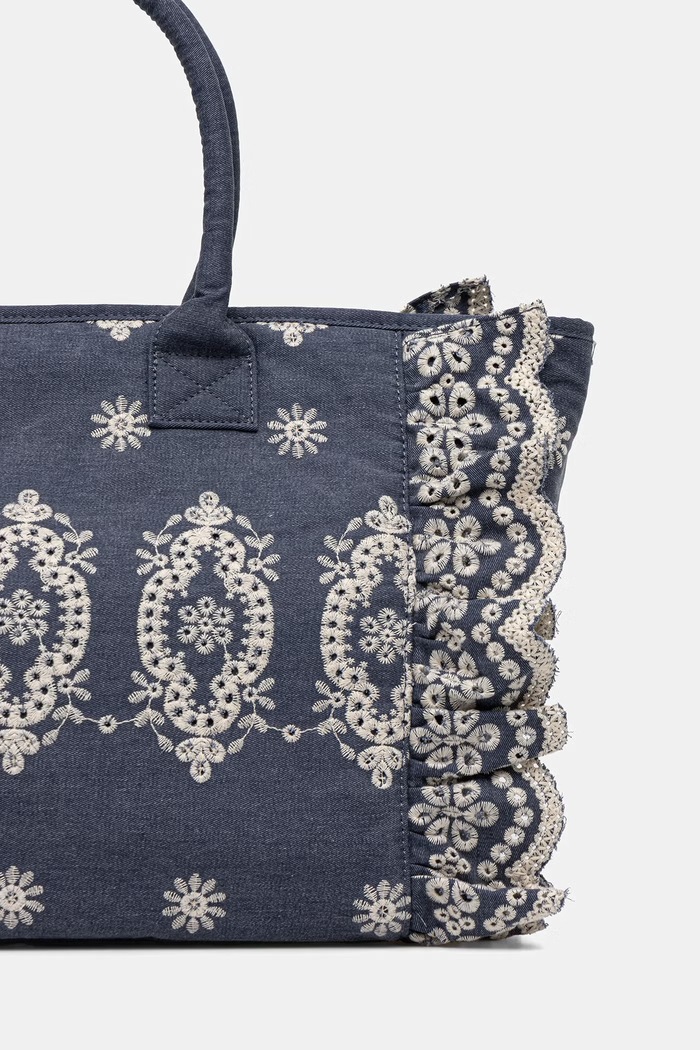 Accesorii MC2 Saint Barth geantă shopper pentru femei, din bumbac VANI0029 albastru