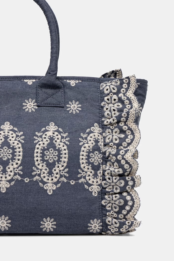 Accesorii MC2 Saint Barth geantă shopper pentru femei, din bumbac VANI0029 albastru