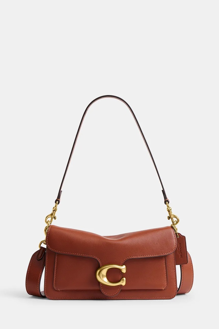 Coach чанта crossbody дамска от кожа Tabby 26 in Soft Grain Leather оранжев CCX04