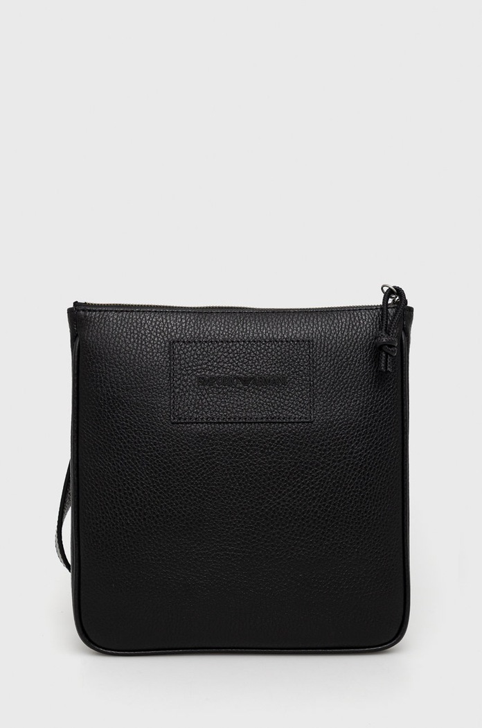 Кожена чанта през рамо Emporio Armani гладка кожа черен Y4M252.Y068E.NOS