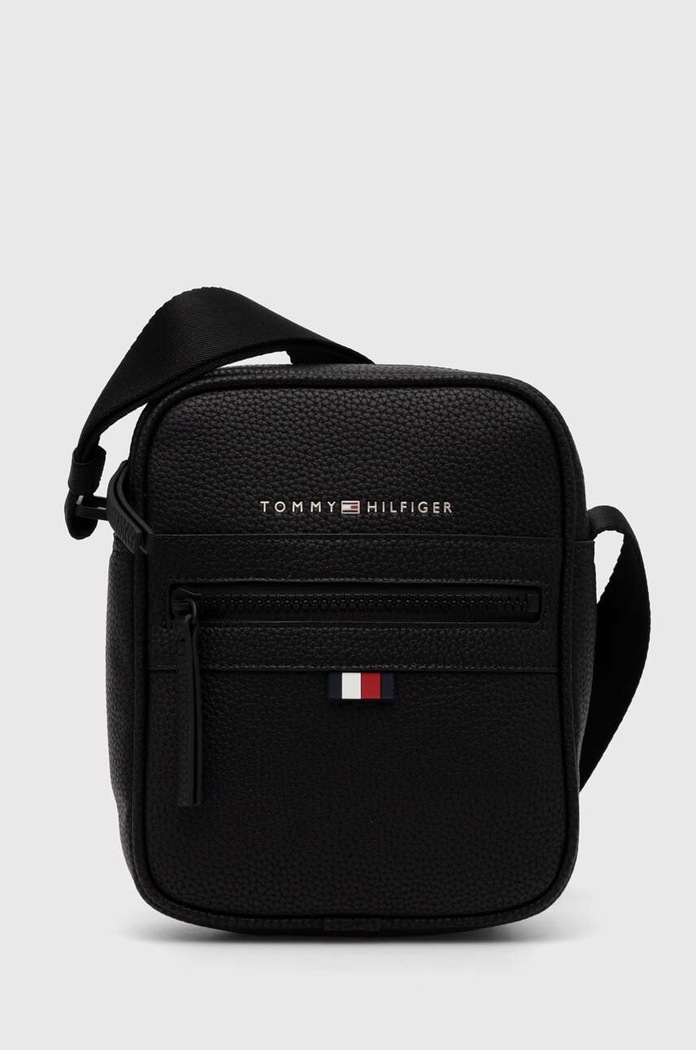 Kožená taška Tommy Hilfiger jednofarebný čierna AM0AM09504