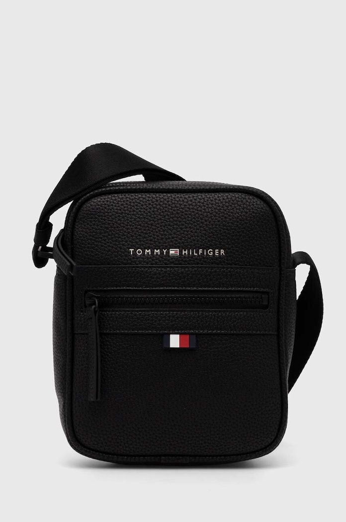 Kožená taška Tommy Hilfiger jednofarebný čierna AM0AM09504