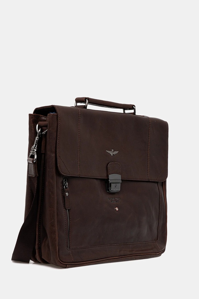 Кожаная сумка Aeronautica Militare 38,5 x 29,5 x 15,5 cm AM304 коричневый AA00